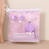 Set Botellas De Viaje Con Tapa Púrpura Y Neceser - 8 Piezas Set Botellas De Viaje Con Tapa Púrpura Y Neceser - 8 Piezas