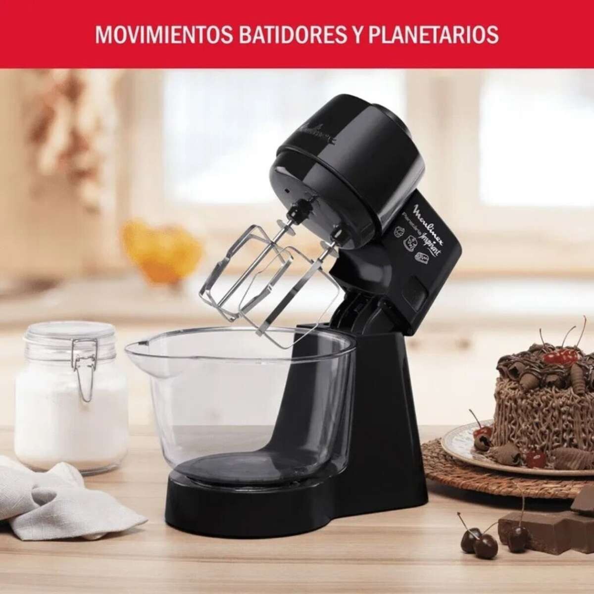 Batidora Planetaria Moulinex Inspirart 500W 5 Velocidades + Pulso 3.2Lts - Negro 