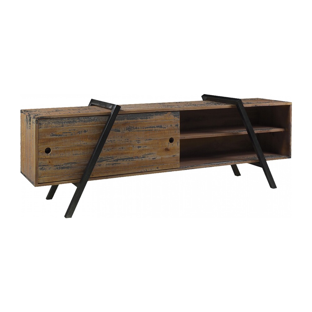 RACK DE LIVING PARA TV MADERA-Y-METAL MARRON YORK CASTAÑO