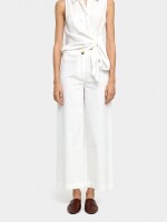 Pantalón Con Bordado 100% Algodón blanco