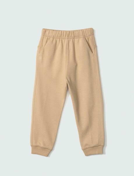 PANTALÓN BABUCHA INFANTIL EN TELA ACANALADA BEIGE