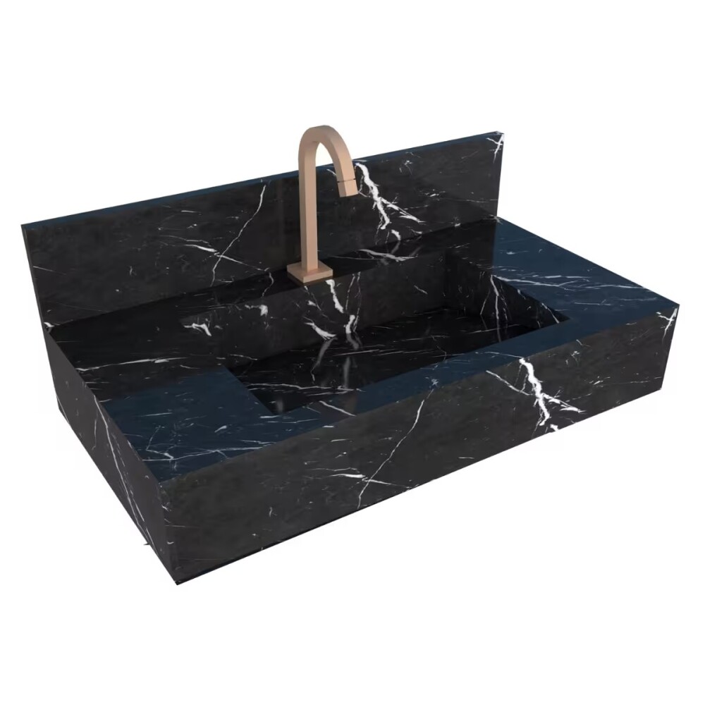 Mueble de baño suspendido de porcelanato Negro Milano 84 cm con bacha incorporada Mueble De Baño Suspendido De Porcelanato Negro Milano 84 Cm Con Bacha Incorporada