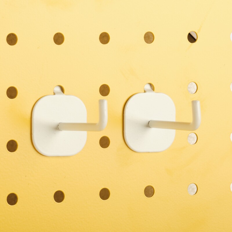 Gancho recto tipo L para panel perforado pegboard metálico Blanco