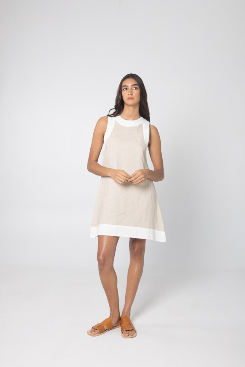 Vestido Acai - Beige y Blanco 