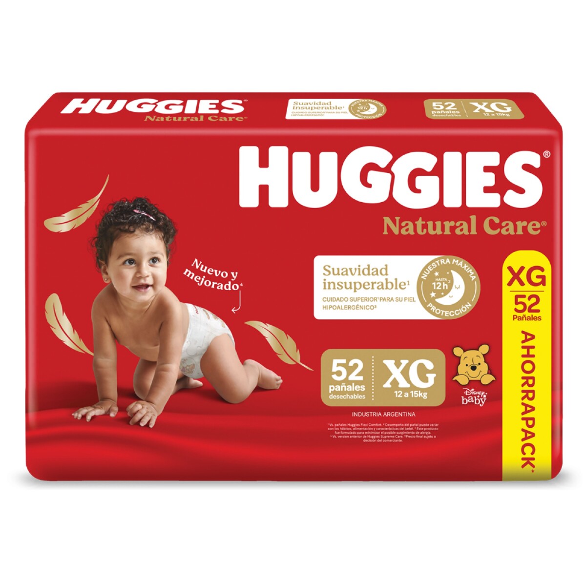Pañales Huggies Natural Care XG 52 Unidades 