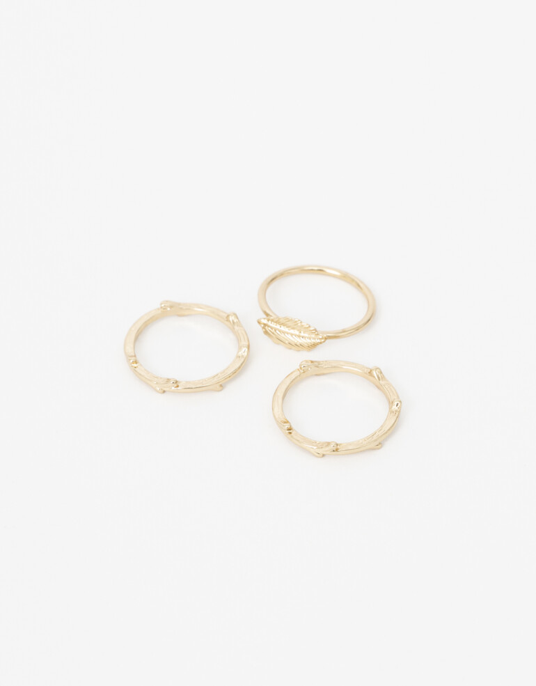 Sets Anillos Metal Set De Anillos Metal Hoja - Dorado