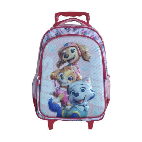Mochila Infantil 3D con Carro Tafeta Grande 40 x 30 cm Paw Patrol Fem Rosa