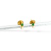 Caravanas Perlas- Oro bajo - Perla de río y esmeralda- CA8232 conperla
