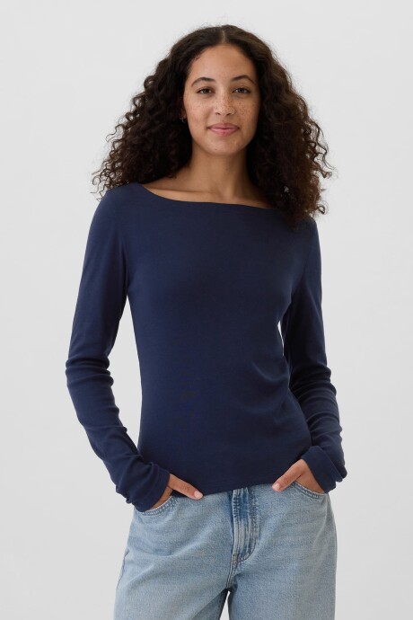 Remera Cuello Bote Mujer Navy Uniform