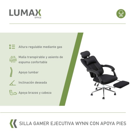 Silla Ejecutiva Ergonómica Lumax Modelo Wynn con Apoyapies Negro