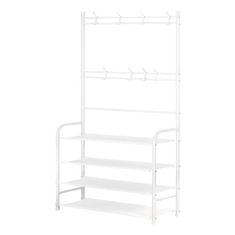 Rack Zapatera Organizador De Metal Con Tnt Y Ganchos Blanco