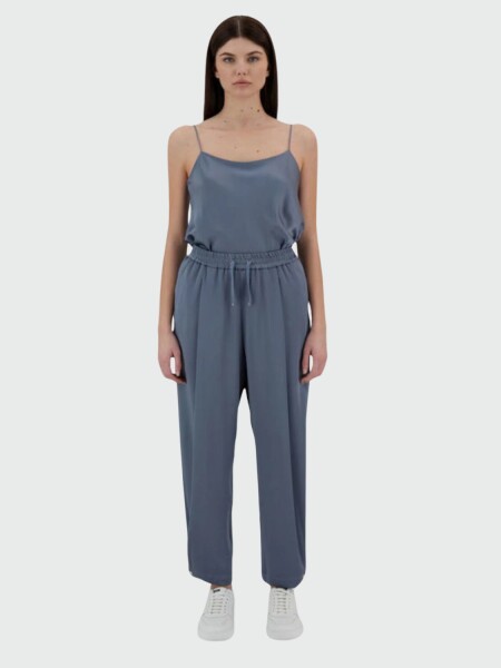 Herno - Pantalón de cintura ajustable con efecto satinado Celeste