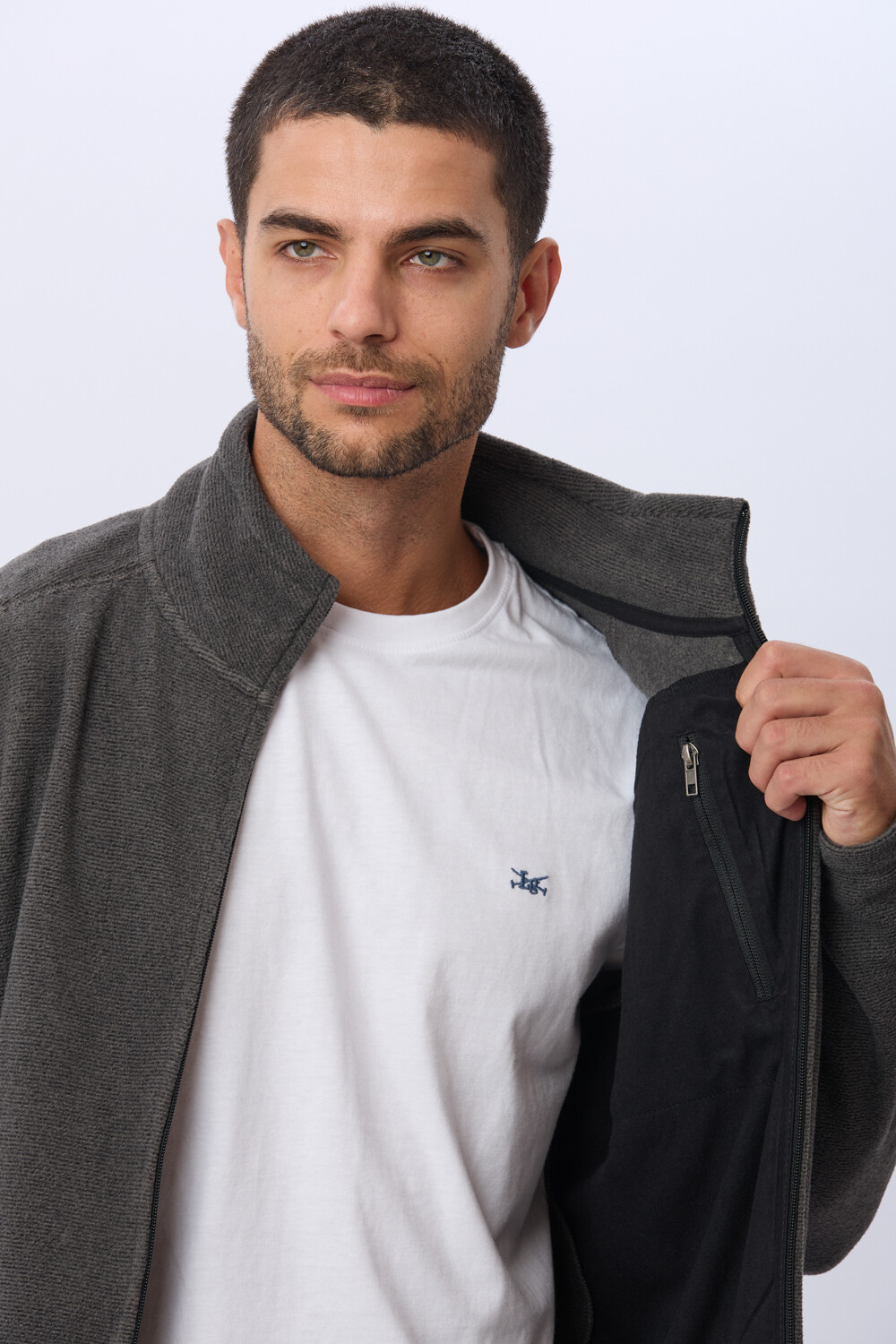 CAMPERA POLAR TEXTURADO LIVIANA Gris