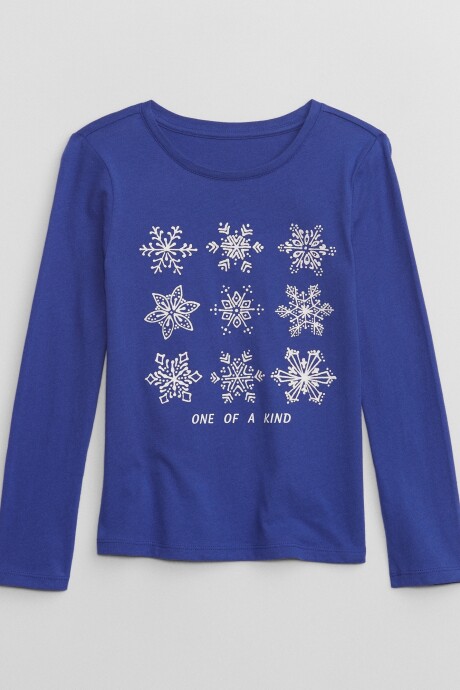 Remera Gràfico Manga Larga Niña Mosaic Blue