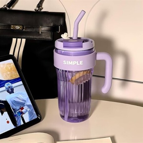 Vaso con manija y sorbito Lila