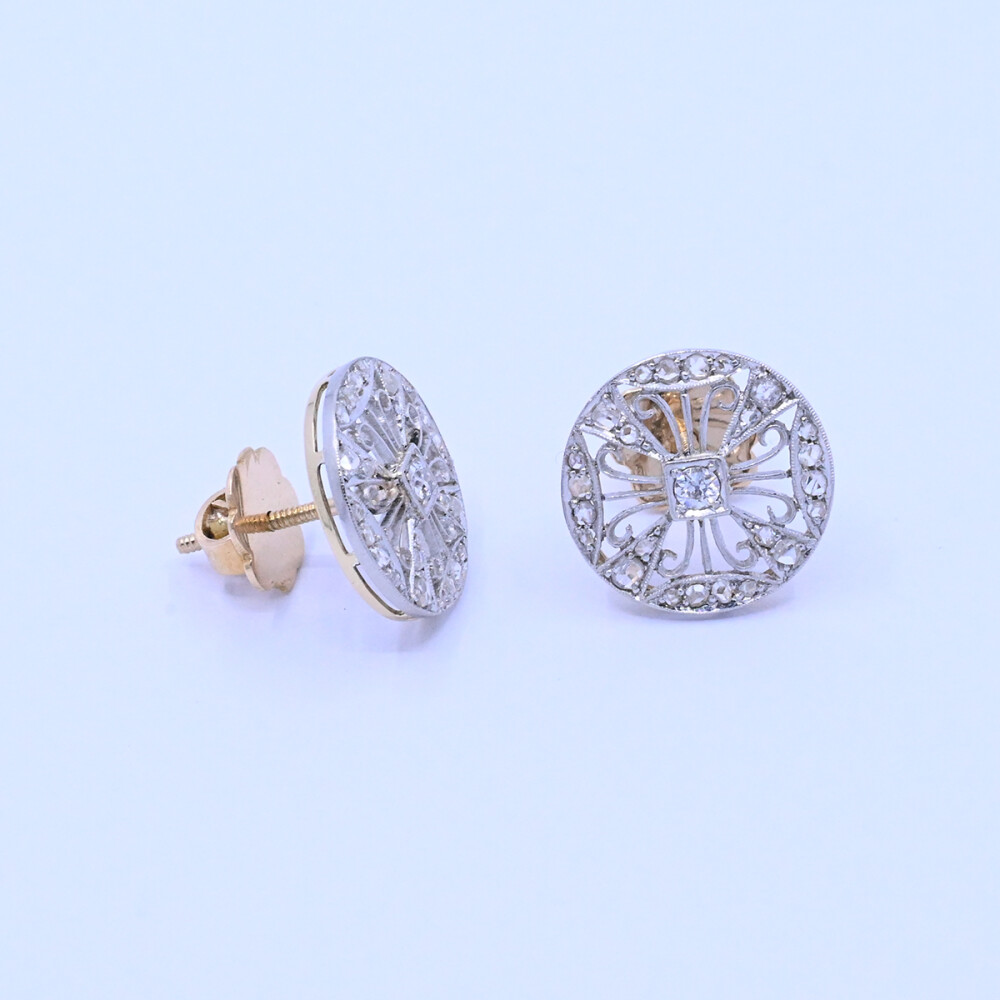 Caravanas oro 18k antiguas con brillantes y diamantes. Caravanas oro 18k antiguas con brillantes y diamantes.