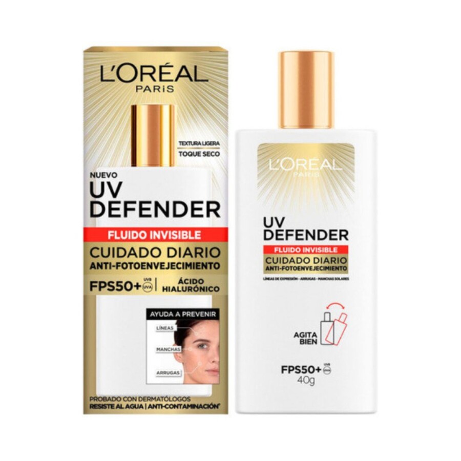 Protector Solar Facial Fluido Invisible FPS 50+ UV Defender 40 ml - L'Oréal Protector Solar Facial Fluido Invisible FPS 50+ UV Defender 40 ml - L'Oréal