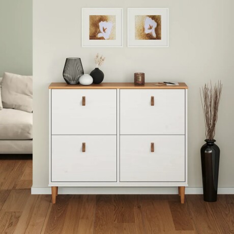 ZAPATERA 4 PUERTAS MADERA MACIZA DORMITORIO Color blanco