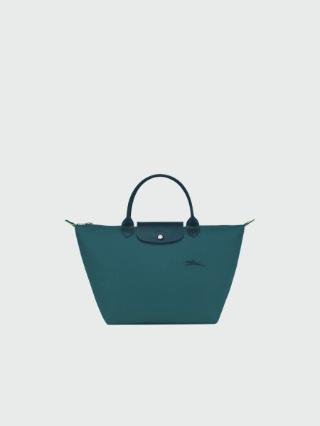 Longchamp -Cartera Longchamp plegable de nylon con cierre y asa corta, Le pliage green M Jade