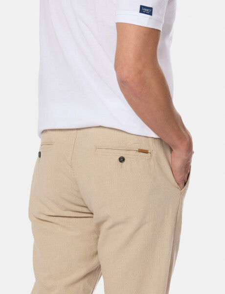 PANTALÓN DE LINO CON CINTURA ELASTIZADA Beige
