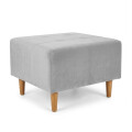 Puff tela y patas de madera Gris claro