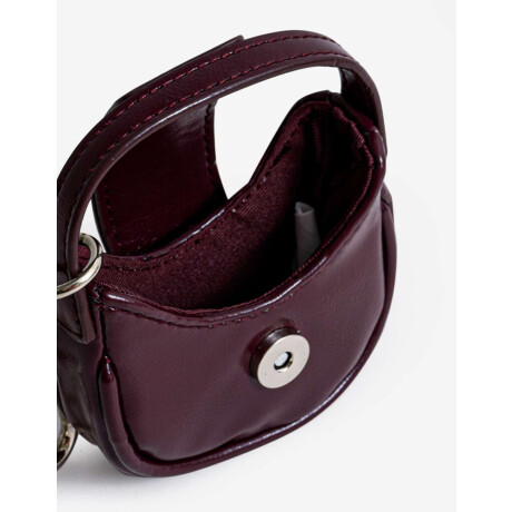 Llavero Y Mini Bag Con Solapa Rojo Burdeaux