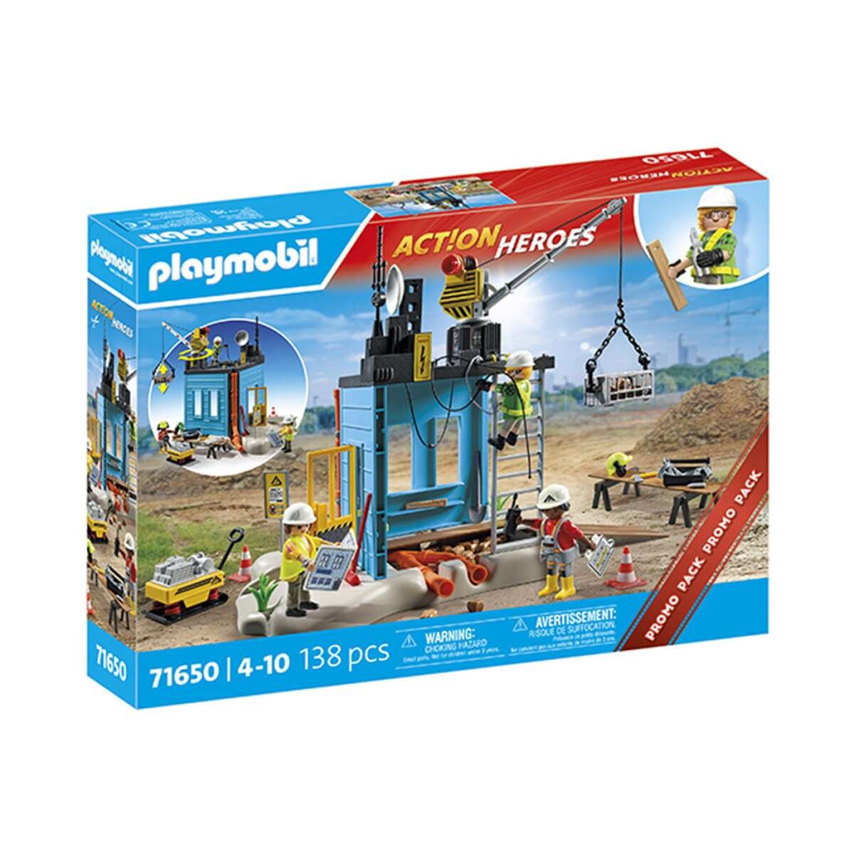 Construcción con Grúa Playmobil con Figuras - 138 Piezas 