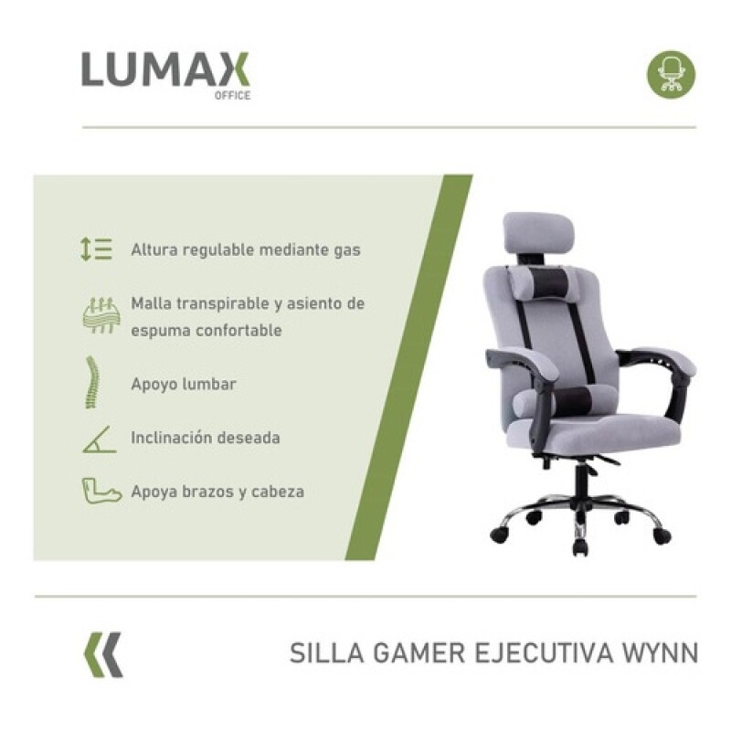 Silla Ejecutiva Lumax Wynn Ergonómica Con Asiento Respaldo Y Reposabrazos Acolchados Gris