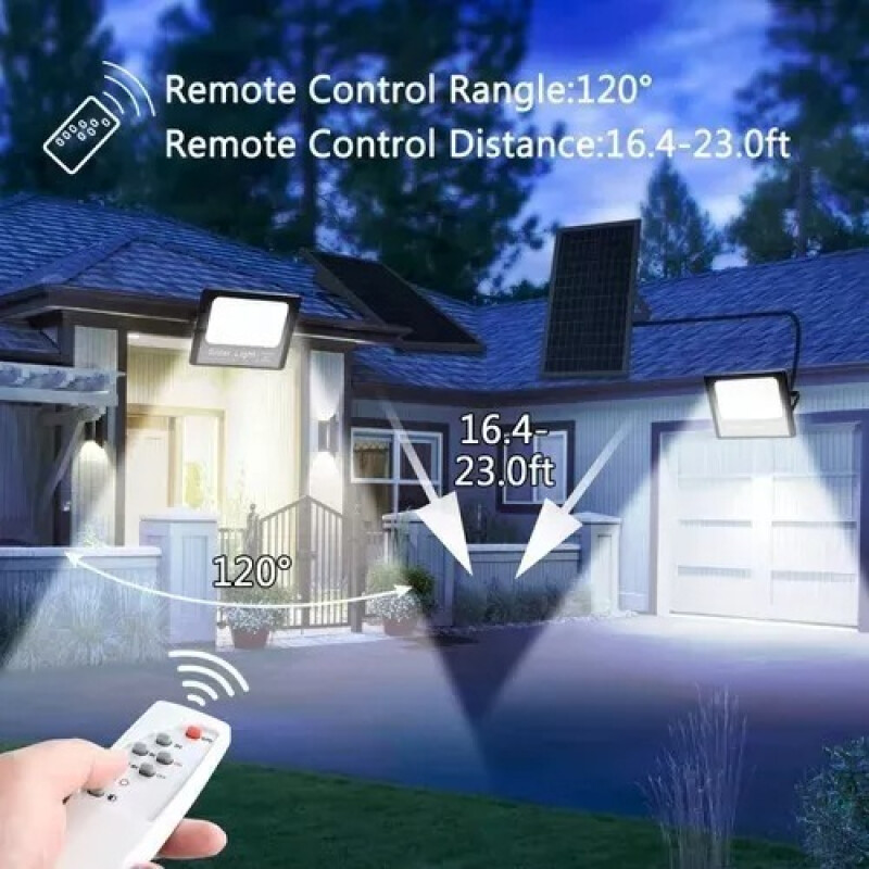 Foco Reflector Panel Solar Ip67 Iluminacion Calidad Negro