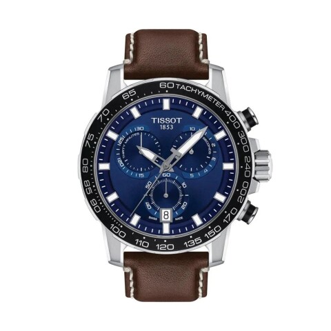 Reloj Tissot Supersport Chrono para hombre de cuero marrón T1256171604100 Azul