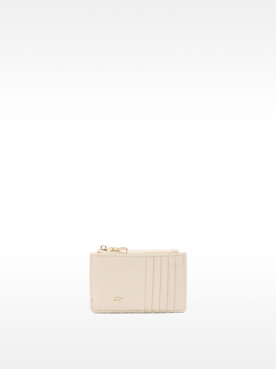 Tarjetero Básico Con Textura - beige 