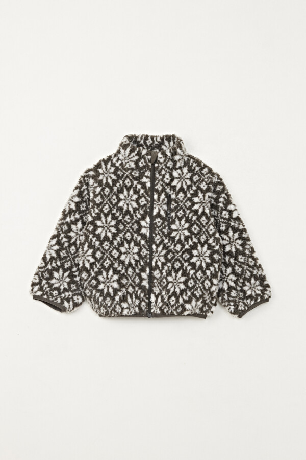 Campera sherpa estampada Beige