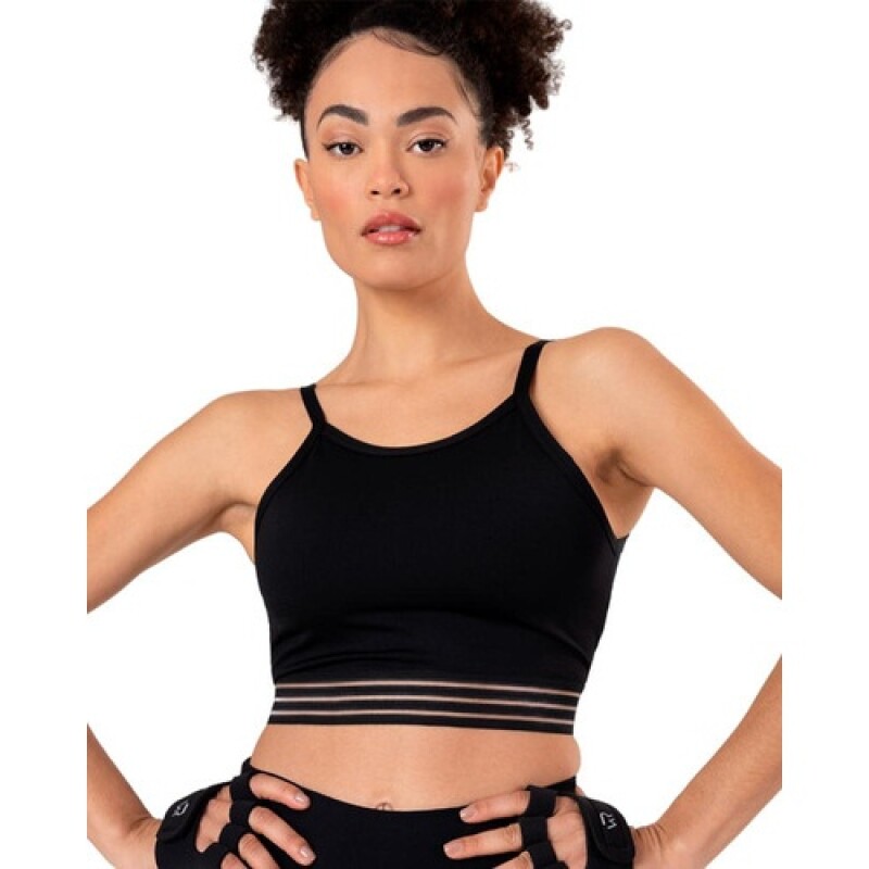 Top deportivo para Mujer Graphene Negro con Rayas Top deportivo para Mujer Graphene Negro con Rayas