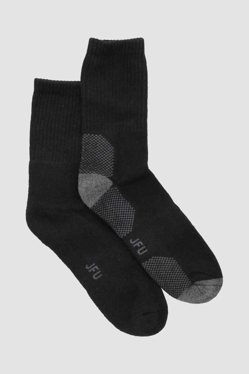 Medias 2 pack una lisa mas una con diseño y felpa interior e - Negro 