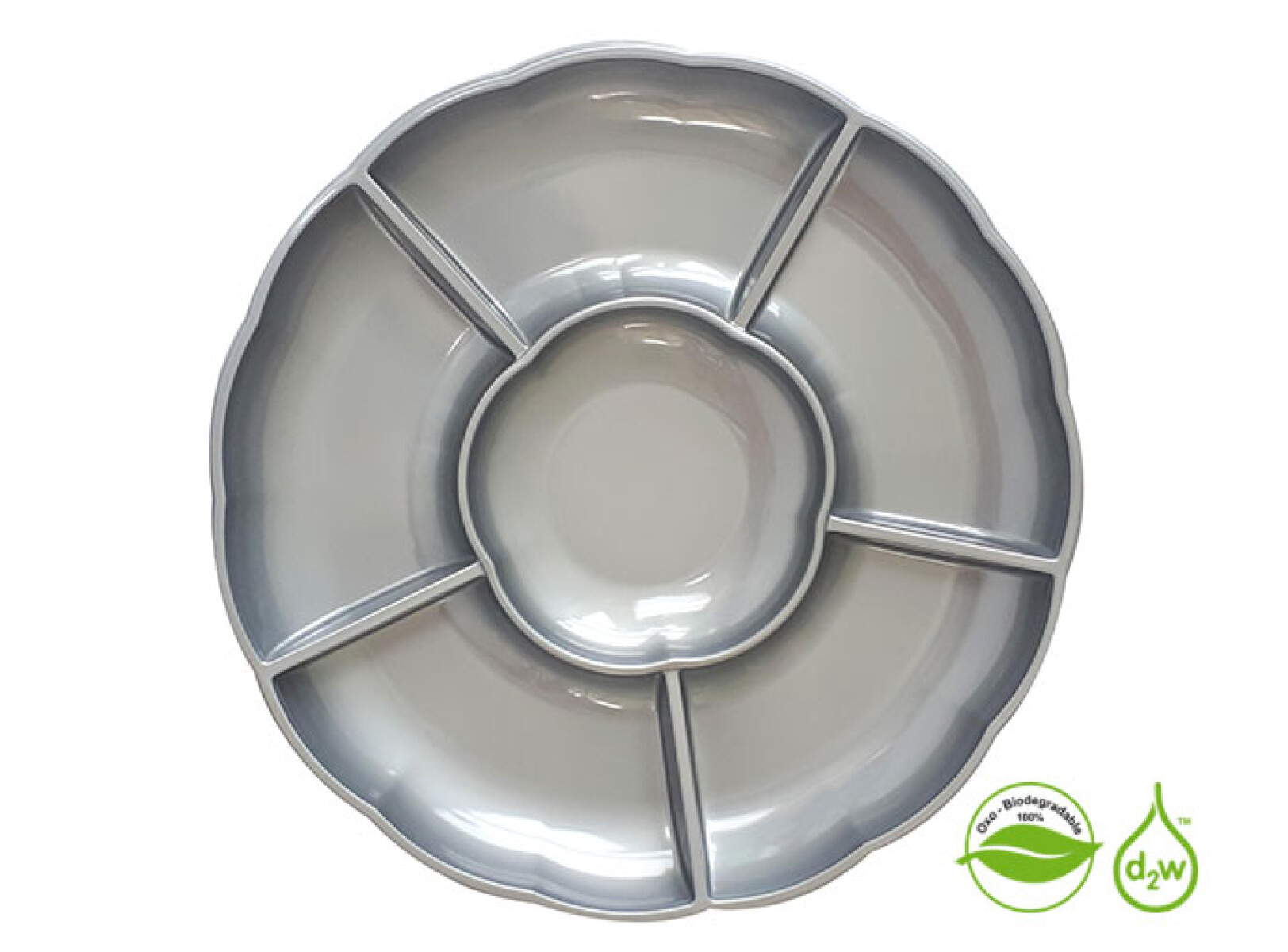 Bandeja Circular Biodegradable para Copetin x3 Un - Plateado 