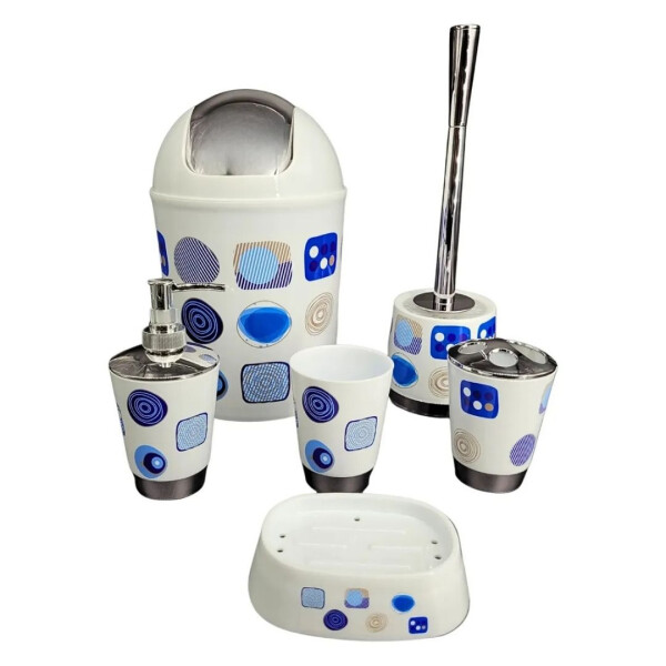 Set De 6 Accesorios Para Baño Estampado Circulo