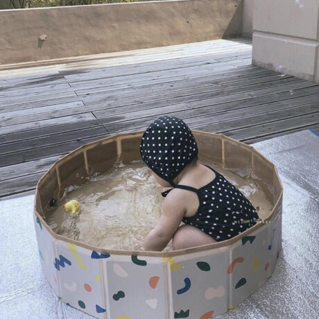 Piscina Plegable Multiuso 100x20cm PVC Fácil de Guardar Beige