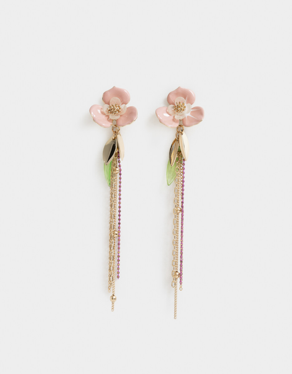 Aros Colgantes Largos Flores 