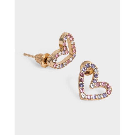 Aros Pasantes Corazón Con Strass Plateado Dorado