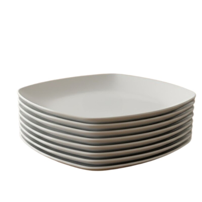 Set x6 Plato llano semi cuadrado 28cm Opalina BLANCO