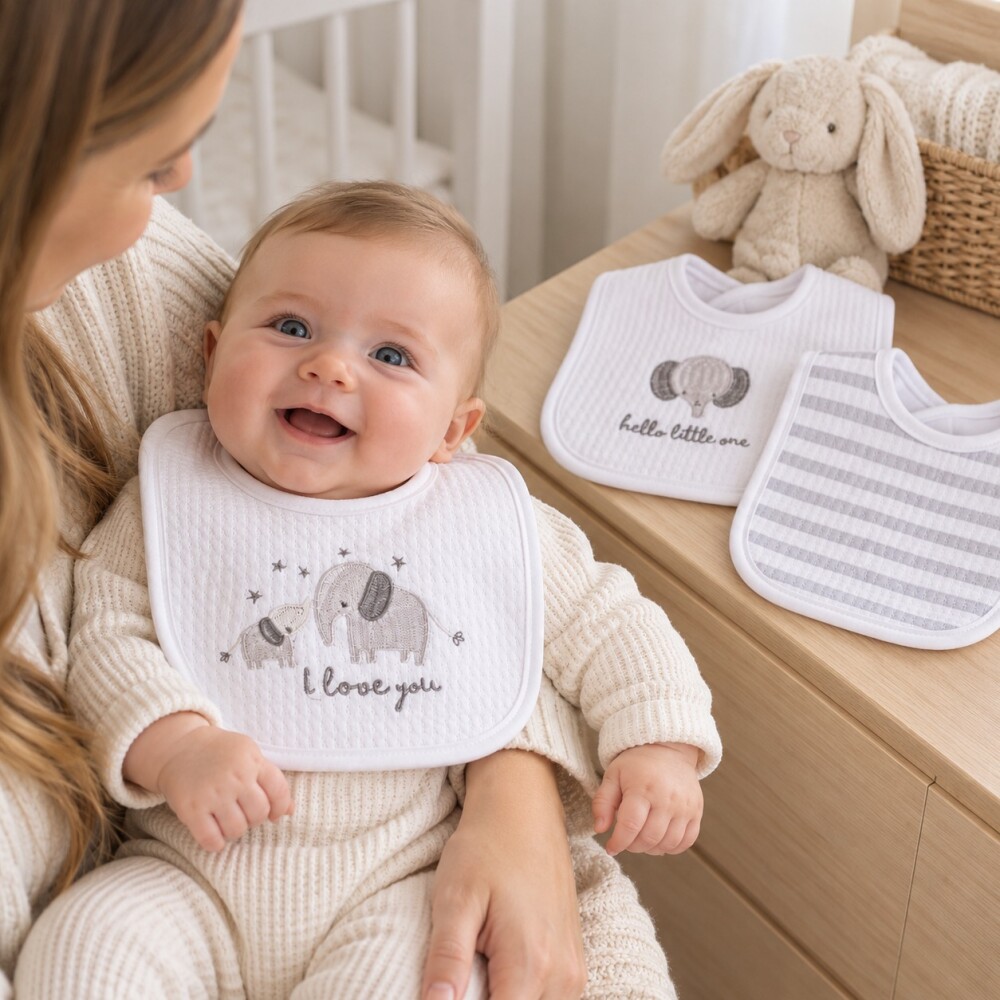Set x3 baberos elefante ASH gris