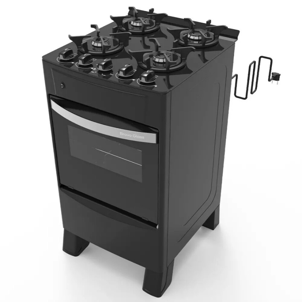 COCINA TOKYO BRAVO GLASS 4H NEGRO C/ENCEN HORNO 50 LTS LIMPIA Unica