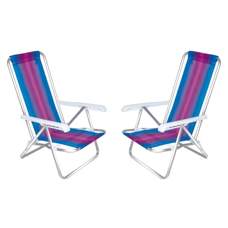 Set x2 Silla reclinable 4 posiciones aluminio ROSA