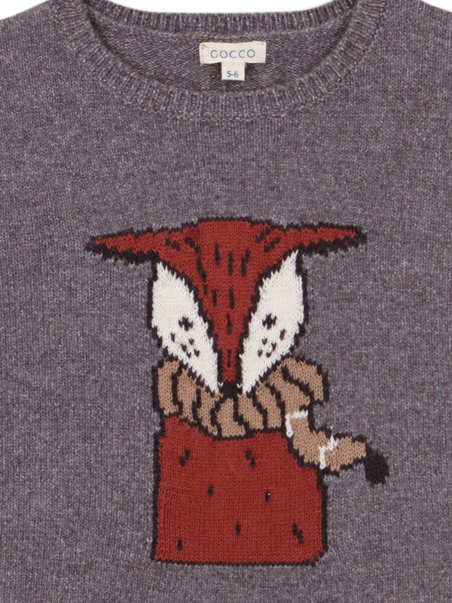 Jersey Con Intarsia Gris Melange