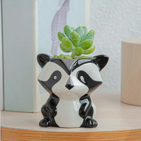Maceta de ceramica zorro negro Negro