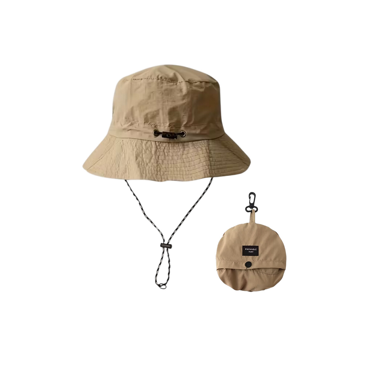 Sombrero plegable con correa ajustable y bolsa desmontable - Beige 