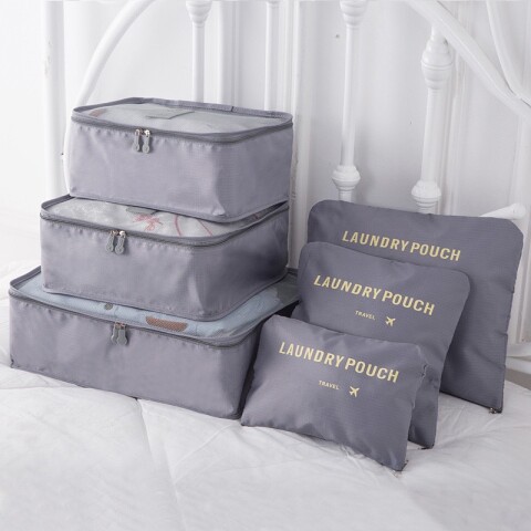 Set 6 bolsas organizadoras equipaje de viaje para valija gris
