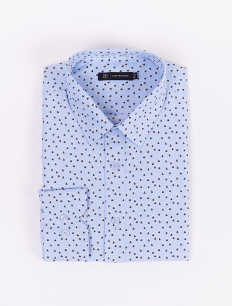 Camisa m/l estampada celeste