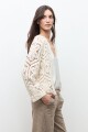 Chaqueta tejida crochet beige claro