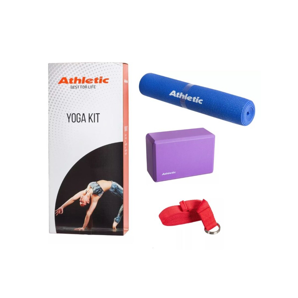 Kit De Yoga - Colchoneta, Bloque Y Cinta Athletic 